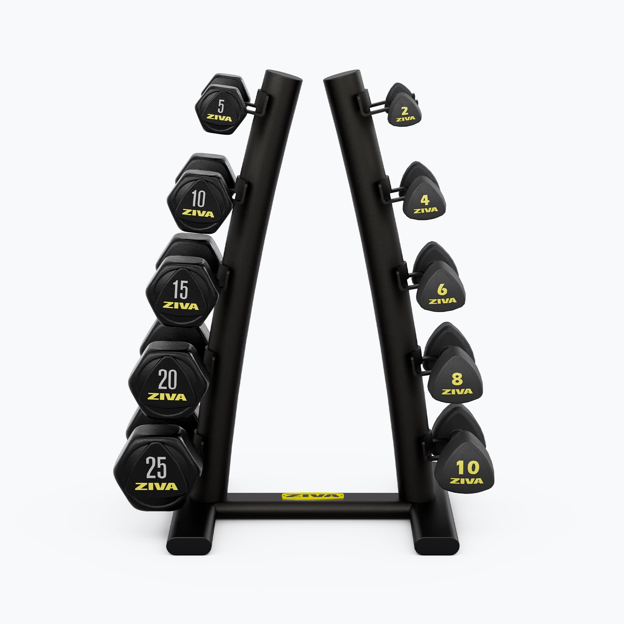 ZIVA 5-PAIR HEXAGON DUMBBELL/TRIBELL RACK